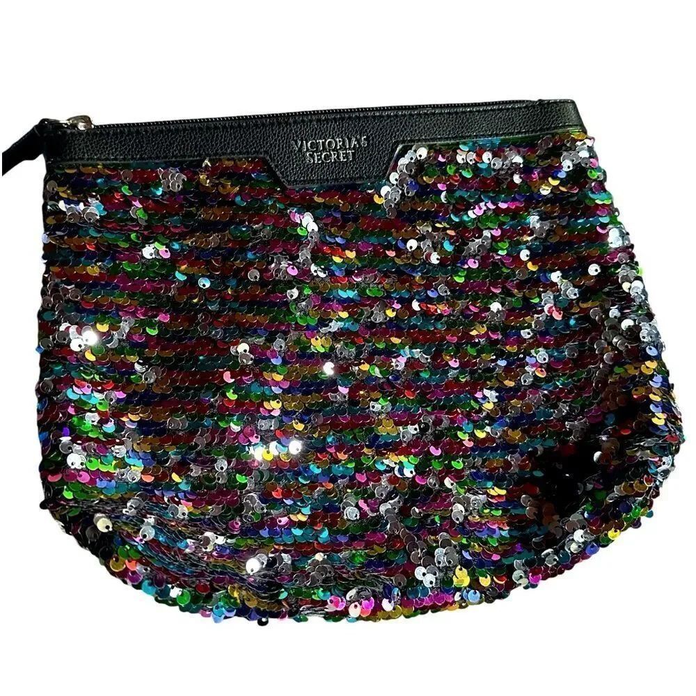 Victoria’s Secret Multicolored or Black Sequined Clutch Bag.